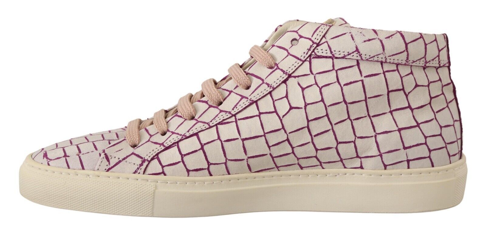 HIDE & JACK Chic White & Burgundy Mid-Cut Leather Men's Sneakers