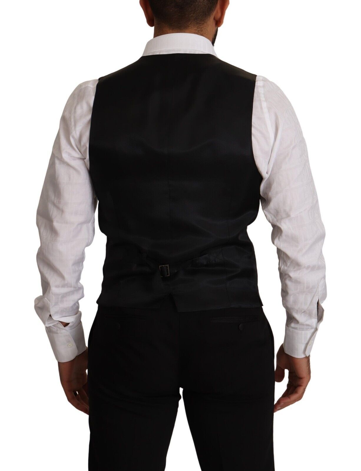Dolce & Gabbana Blue Striped Wool Stretch Waistcoat Men's Vest4