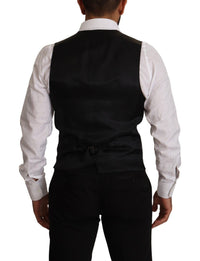 Dolce & Gabbana Blue Striped Wool Stretch Waistcoat Men's Vest4