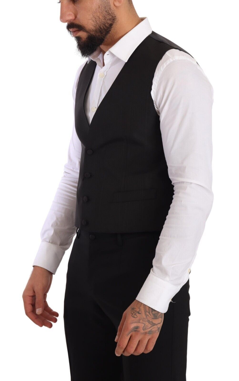 Dolce & Gabbana Gray Silk Slim Fit Waistcoat Formal Men's Vest4