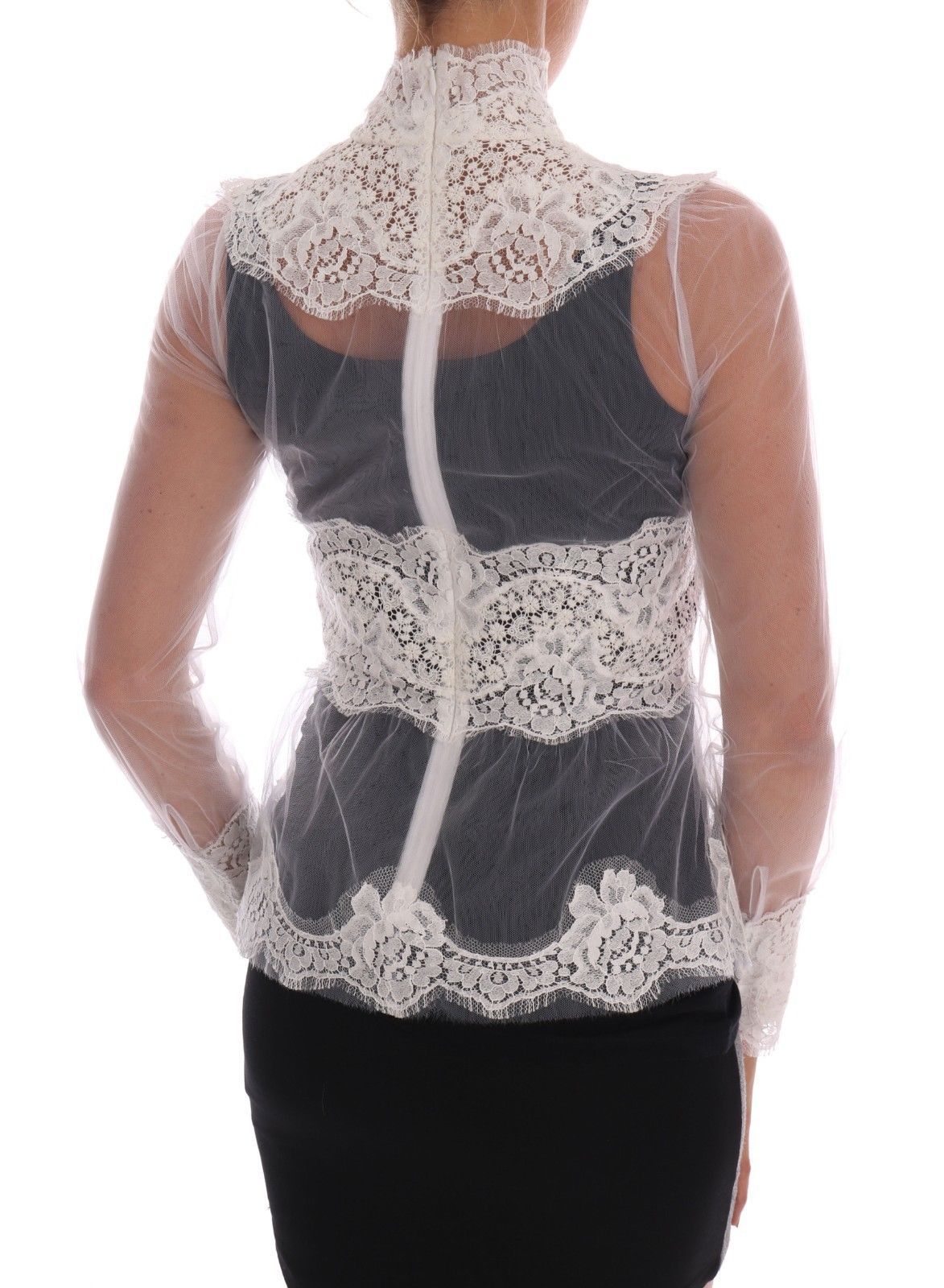 Dolce & Gabbana Elegant White Floral Lace Blouse Women's Top5