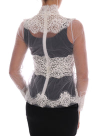 Dolce & Gabbana Elegant White Floral Lace Blouse Women's Top5