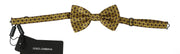 Dolce & Gabbana Yellow Pattern Silk Adjustable Neck Men's Tie