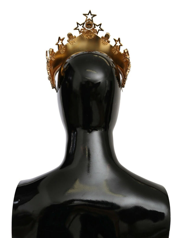 Dolce & Gabbana Gold Crystal Star STRASS Crown Logo Diadem Women's Tiara