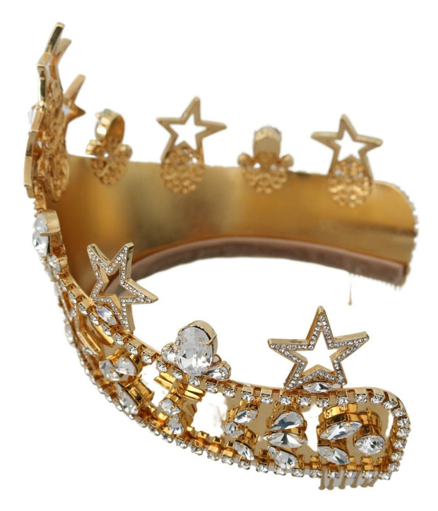 Dolce & Gabbana Gold Crystal Star STRASS Crown Logo Diadem Women's Tiara