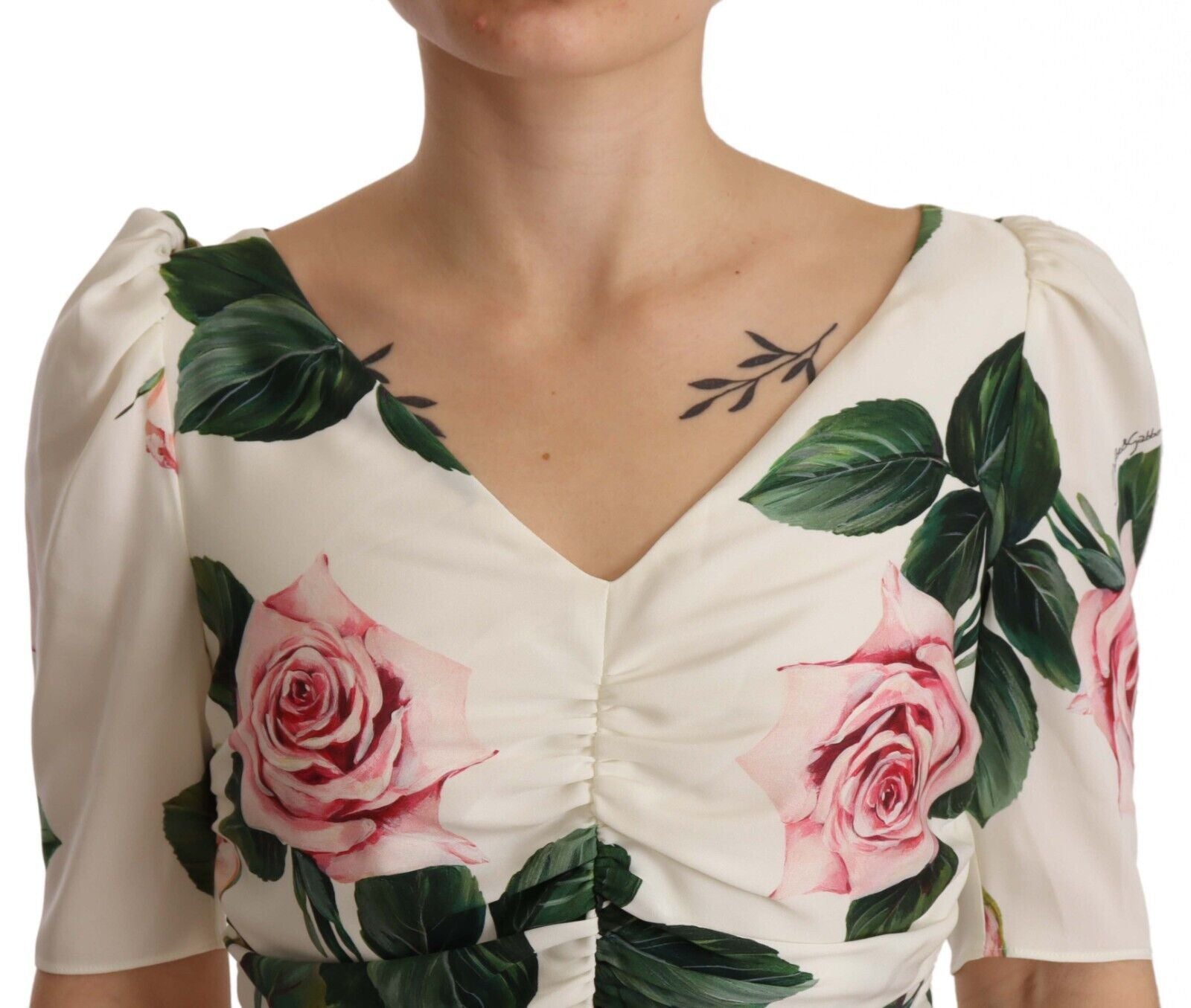 Dolce & Gabbana Elegant White Floral Sheath Women's Dress