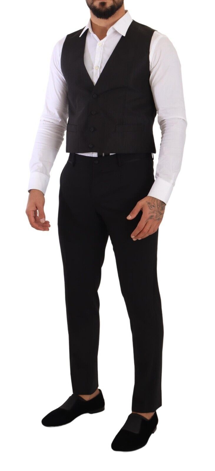 Dolce & Gabbana Gray Silk Slim Fit Waistcoat Formal Men's Vest10