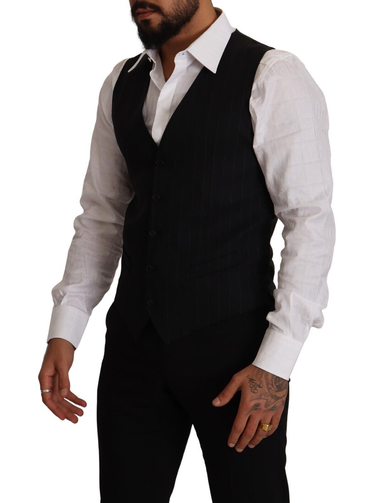 Dolce & Gabbana Blue Striped Wool Stretch Waistcoat Men's Vest10