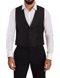 Dolce & Gabbana Gray Silk Slim Fit Waistcoat Formal Men's Vest2