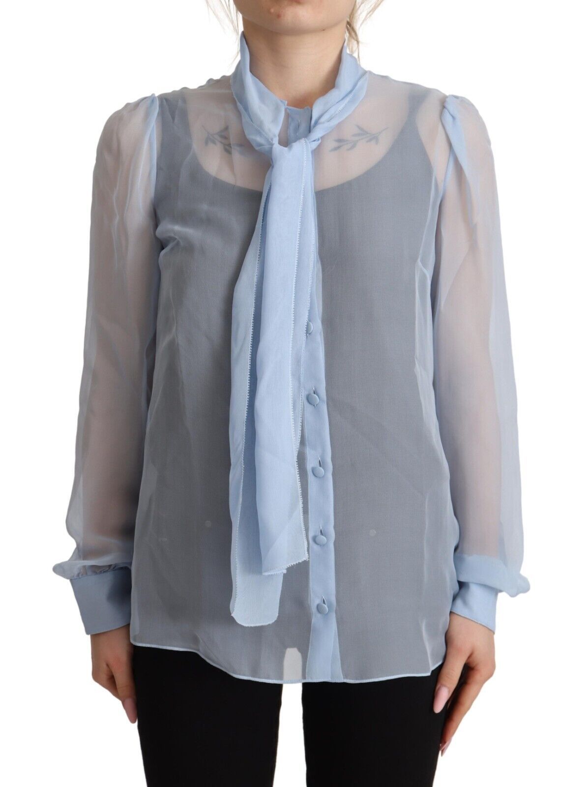 Dolce & Gabbana Elegant Silk Ascot Collar Women's Blouse