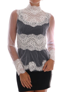 Dolce & Gabbana Elegant White Floral Lace Blouse Women's Top1