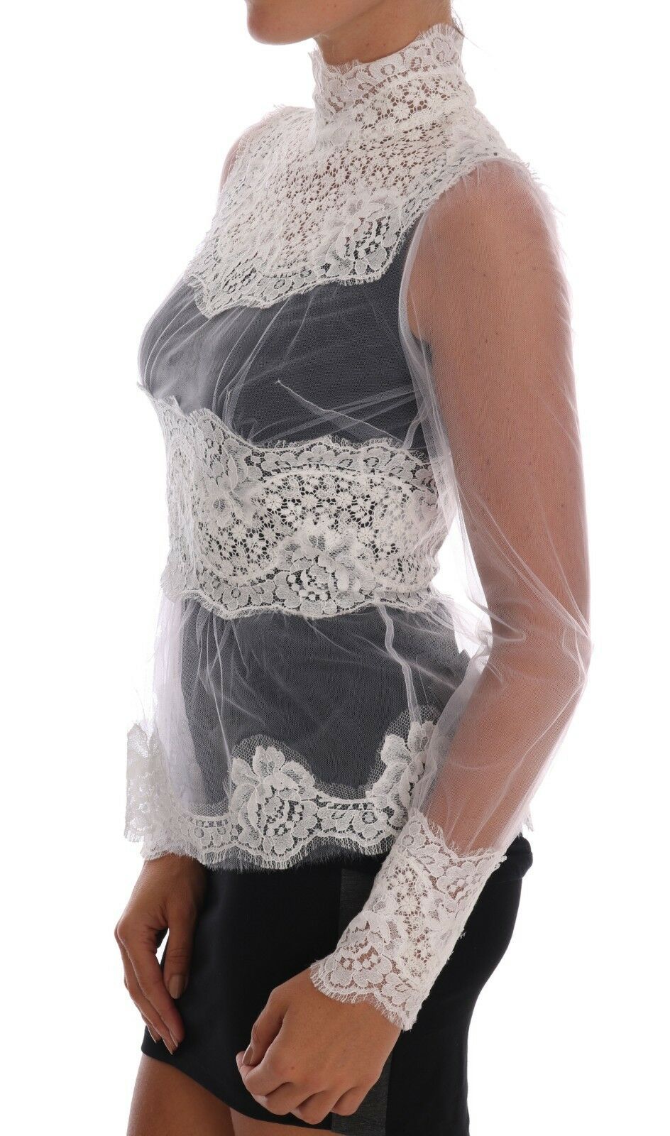 Dolce & Gabbana Elegant White Floral Lace Blouse Women's Top4