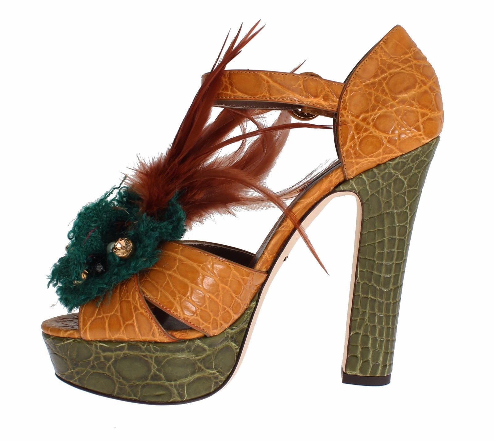 Dolce & Gabbana Multicolor Crystal Ankle Strap Platform Women's Sandals