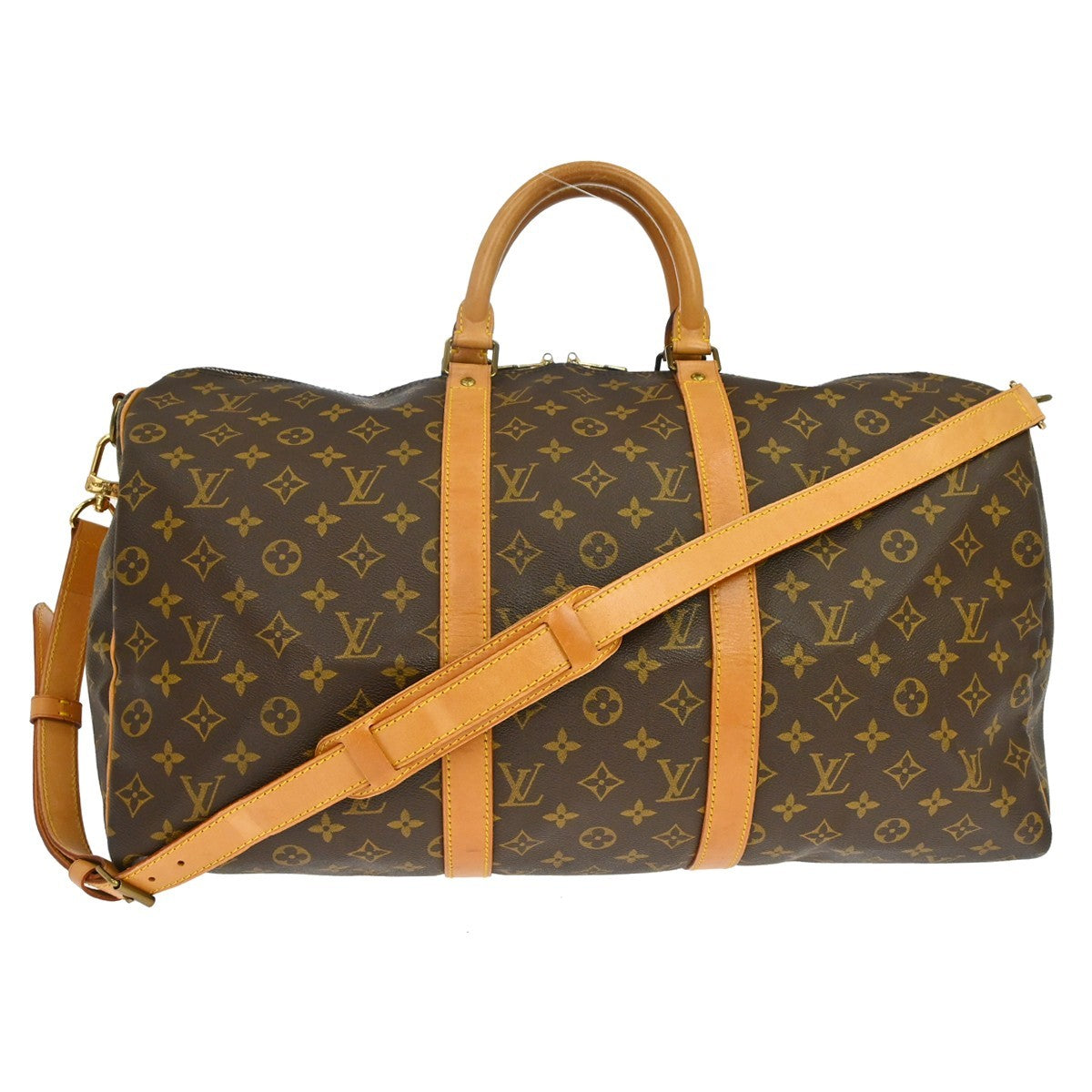 Louis Vuitton Keepall Bandouliere Bag Monogram Canvas Brown Canvas Travel Bag Bag (Pre-Loved)