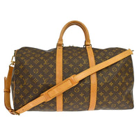 Louis Vuitton Keepall Bandouliere Bag Monogram Canvas Brown Canvas Travel Bag Bag (Pre-Loved)