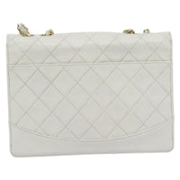 Chanel Vintage Mademoiselle Lock Trapezoid Flap Bag Quilted Lambskin White Leather Shoulder Bag Bag (Authentic Pre-Loved)