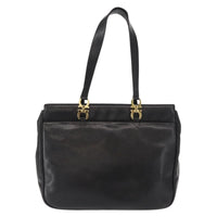Salvatore Ferragamo Gancini Tote Leather Black Leather Tote Bag Bag (Authentic Pre-Loved)