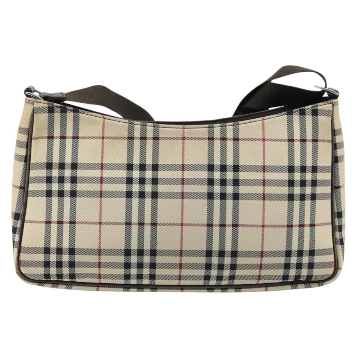 Burberry Nova Check Shoulder Bag Canvas And Leather Beige Canvas Shoulder Bag Bag (Authentic Pre-Loved)