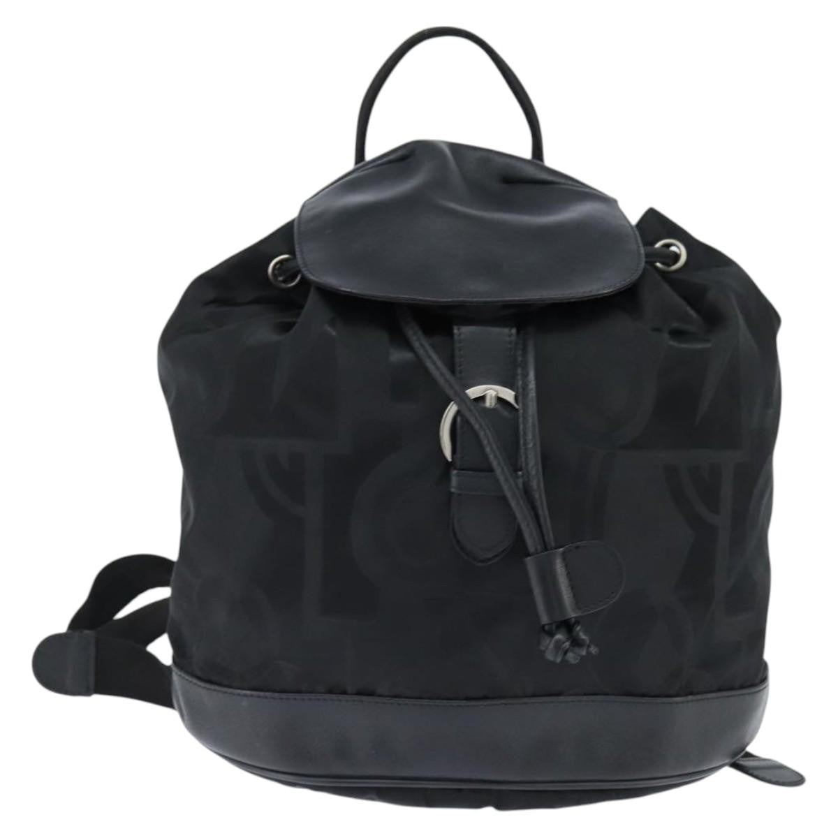 Salvatore Ferragamo Flap Buckle Backpack Printed Neoprene Black Nylon Backpack Bag (Authentic Pre-Loved)