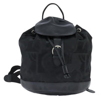 Salvatore Ferragamo Flap Buckle Backpack Printed Neoprene Black Nylon Backpack Bag (Authentic Pre-Loved)