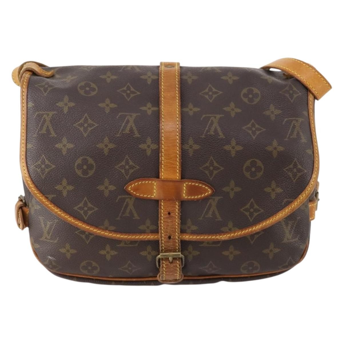 Louis Vuitton Saumur Handbag Monogram Canvas Brown Canvas Shoulder Bag Bag (Authentic Pre-Loved)