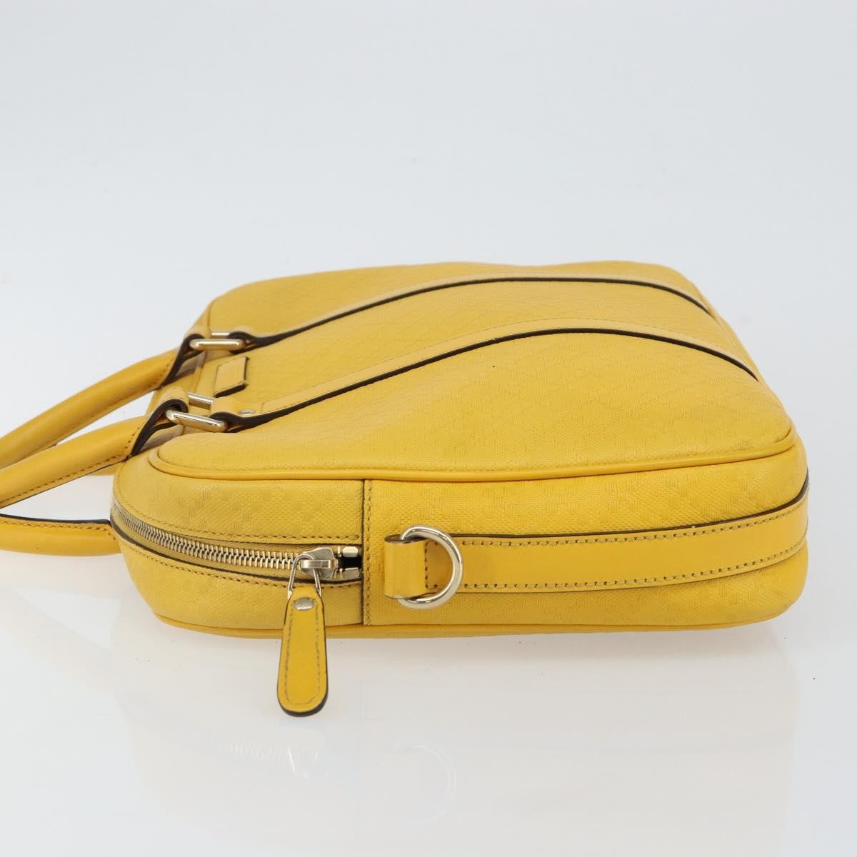 Gucci Diamante Bright Briefcase Leather Yellow Leather Bag (Pre-Loved)