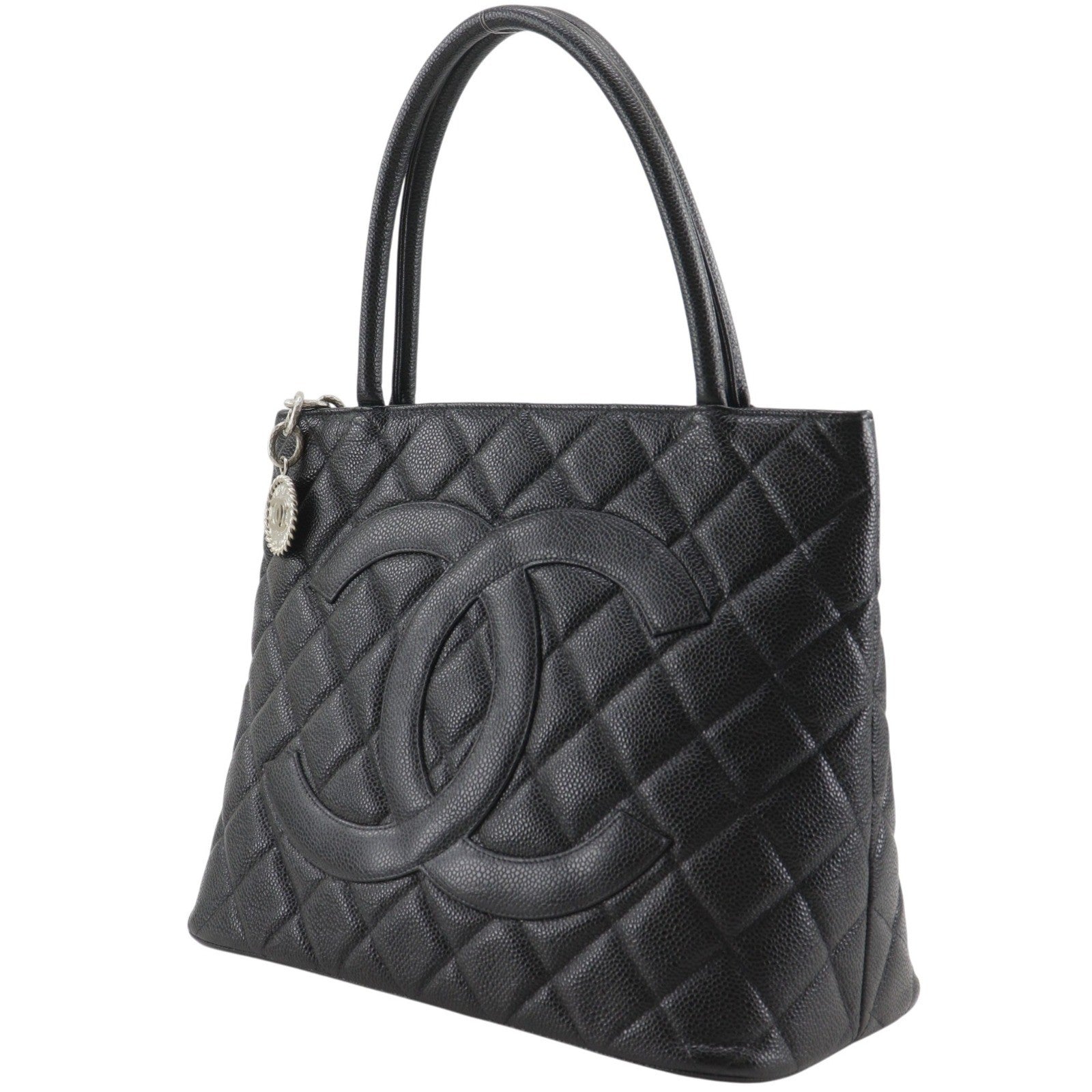 Chanel Chanel Medallion Tote Quilted Caviar Black Leather Tote Bag Bag (Authentic Pre-Loved)
