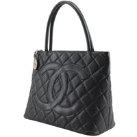 Chanel Chanel Medallion Tote Quilted Caviar Black Leather Tote Bag Bag (Authentic Pre-Loved)