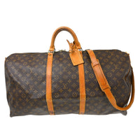 Louis Vuitton Keepall Bandouliere Bag Monogram Canvas Brown Canvas Travel Bag Bag (Authentic Pre-Loved)