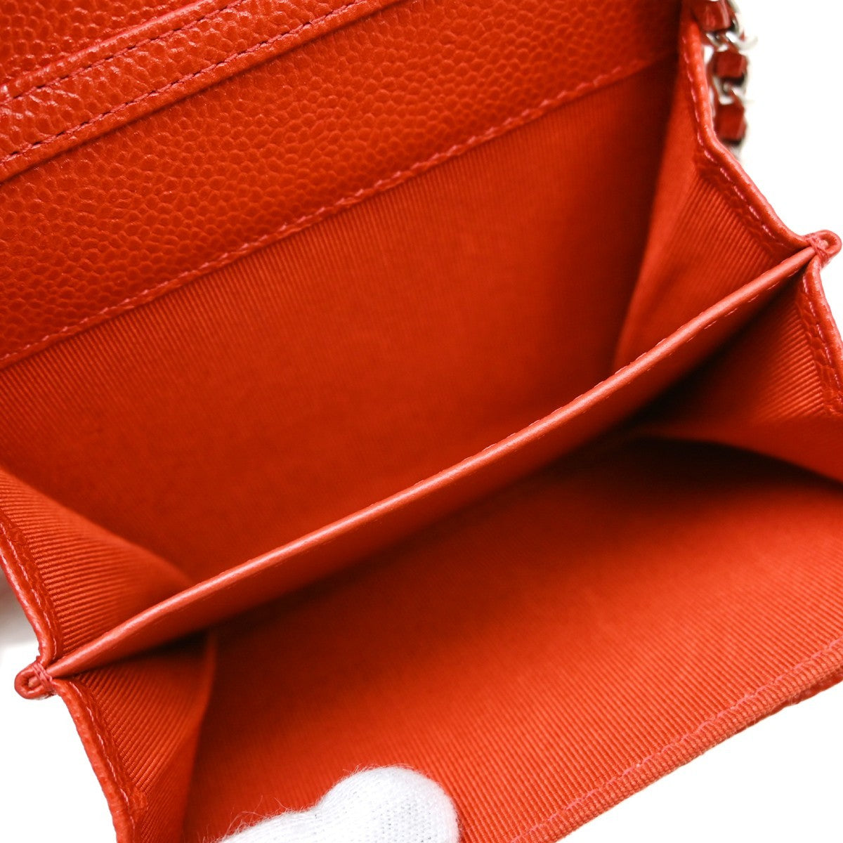 Chanel Vintage Cc Mini Chain Shoulder Bag Leather Red Calfskin Crossbody Bag Bag (Pre-Loved)