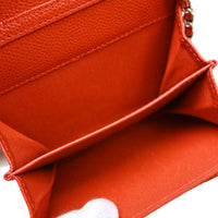 Chanel Vintage Cc Mini Chain Shoulder Bag Leather Red Calfskin Crossbody Bag Bag (Pre-Loved)