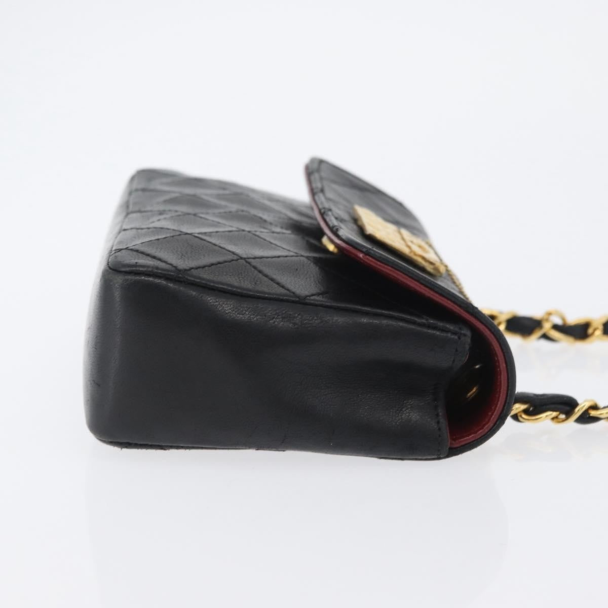 Chanel Vintage Square Cc Flap Bag Quilted Lambskin Black Leather Shoulder Bag Bag (Pre-Loved)