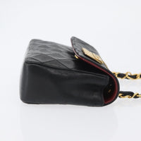Chanel Vintage Square Cc Flap Bag Quilted Lambskin Black Leather Shoulder Bag Bag (Pre-Loved)