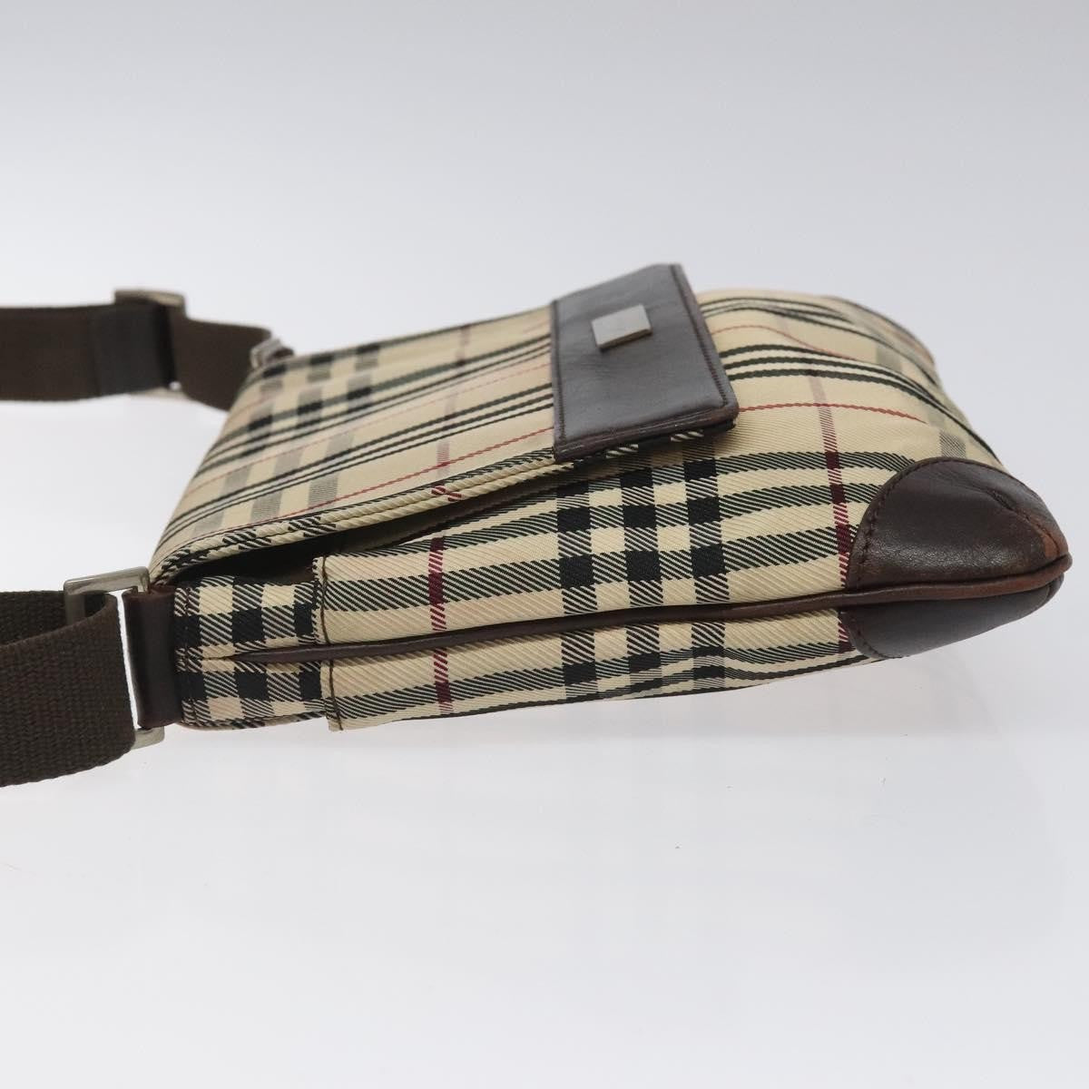 Burberry Nova Check Shoulder Bag Canvas And Leather Beige Canvas Shoulder Bag Bag (Pre-Loved)