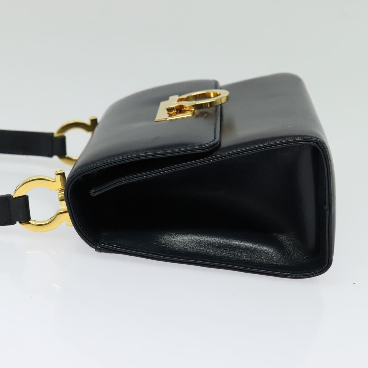 Salvatore Ferragamo Gancini Flap Shoulder Bag Leather Black Leather Shoulder Bag Bag (Authentic Pre-Loved)