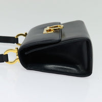 Salvatore Ferragamo Gancini Flap Shoulder Bag Leather Black Leather Shoulder Bag Bag (Authentic Pre-Loved)