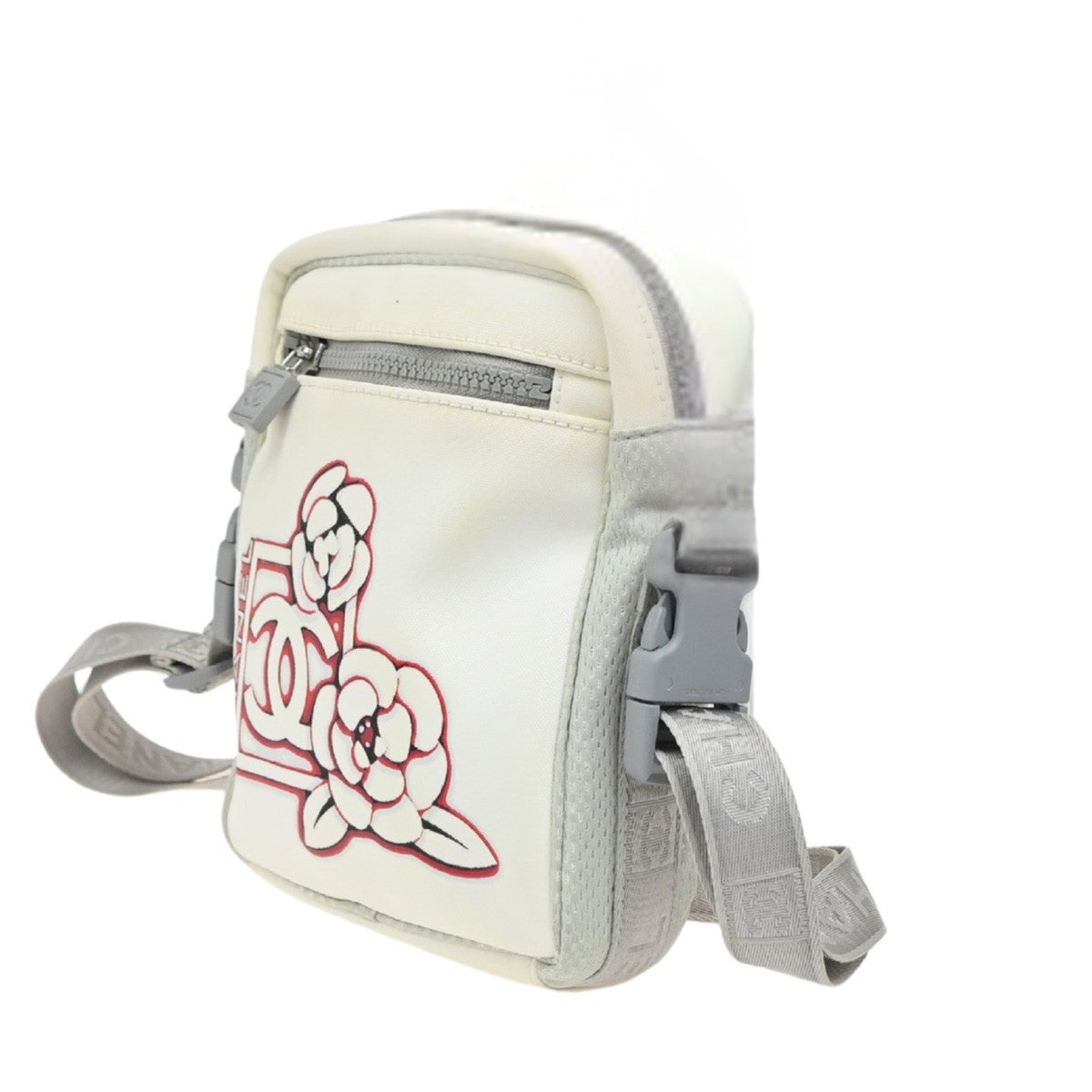 Chanel Travel Line Crossbody Bag Nylon White Nylon Shoulder Bag Bag (Authentic Pre-Loved)