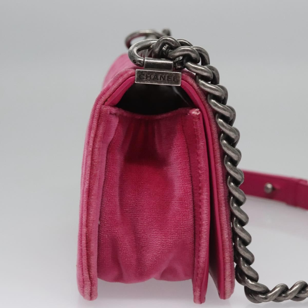 Chanel Boy Flap Bag Quilted Velvet Pink Velvet Shoulder Bag Bag (Authentic Pre-Loved)