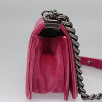 Chanel Boy Flap Bag Quilted Velvet Pink Velvet Shoulder Bag Bag (Authentic Pre-Loved)