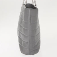 Chanel Vintage Chocolate Bar Metal Ring Tote Quilted Lambskin Gray Leather Tote Bag Bag (Authentic Pre-Loved)