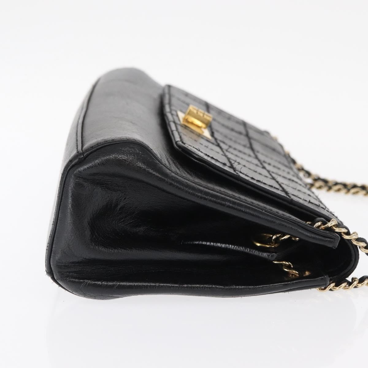 Chanel Chocolate Bar Accordion Reissue Flap Bag Quilted Lambskin Black Leather Shoulder Bag Bag (Authentic Pre-Loved)