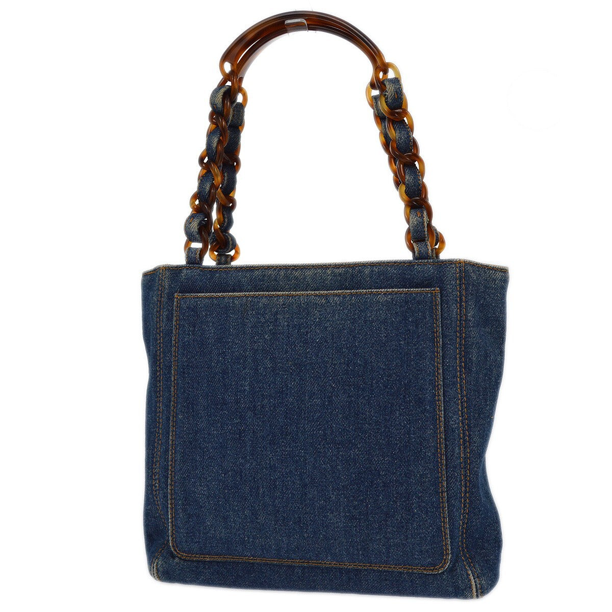 Chanel Vintage Resin Chain Tote Denim Blue Denim_Jeans Tote Bag Bag (Authentic Pre-Loved)