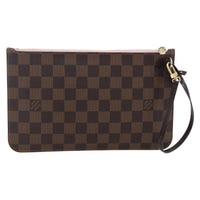 Louis Vuitton Neverfull Pochette Damier Brown Canvas Clutche & Pouche Bag (Pre-Loved)