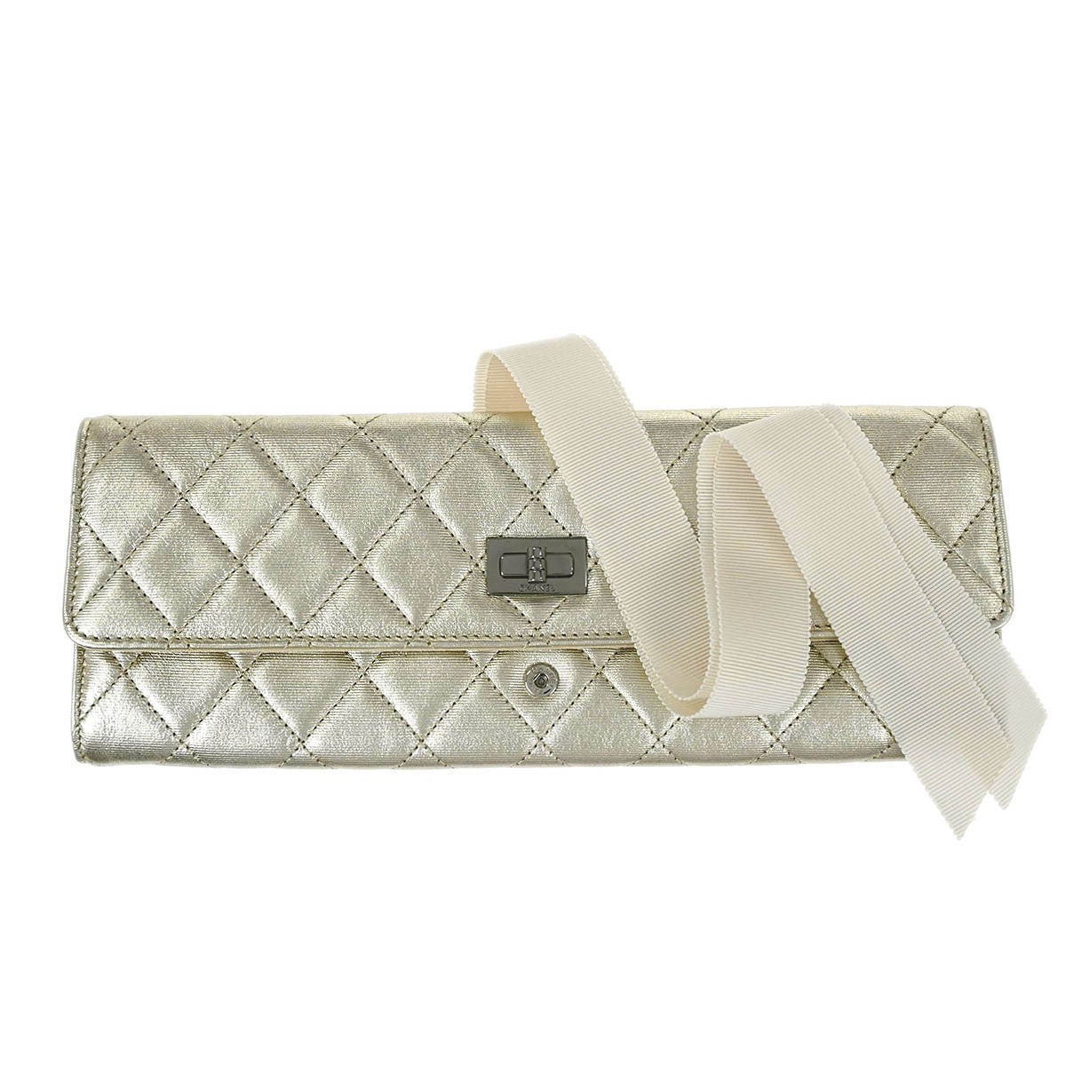 Chanel Reissue 2.55 Clutch Leather Gold Leather Clutche & Pouche Bag (Authentic Pre-Loved)