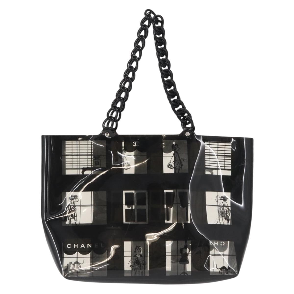 Chanel Coco Window Tote Printed Vinyl Black Plastic Tote Bag Bag (Authentic Pre-Loved)