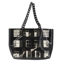 Chanel Coco Window Tote Printed Vinyl Black Plastic Tote Bag Bag (Authentic Pre-Loved)