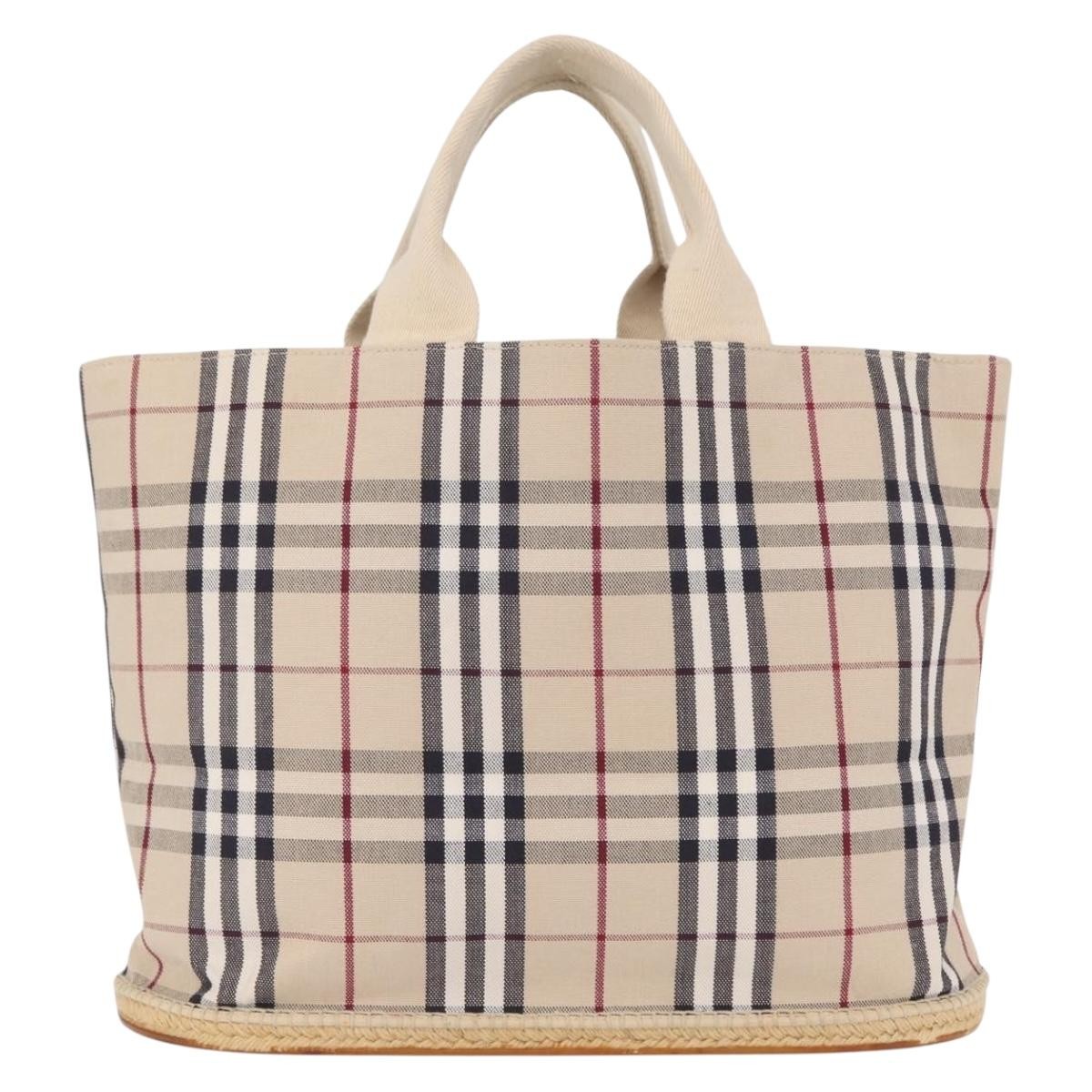 Burberry Nova Check Tote Canvas Check Pattern Beige Canvas Tote Bag Bag (Authentic Pre-Loved)