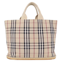 Burberry Nova Check Tote Canvas Check Pattern Beige Canvas Tote Bag Bag (Authentic Pre-Loved)