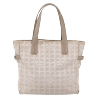 Chanel Travel Line Tote Nylon Beige Nylon Tote Bag Bag (Pre-Loved)