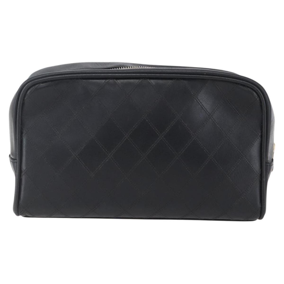 Chanel Vintage Toiletry Pouch Leather Black Patent_Leather Clutche & Pouche Bag (Authentic Pre-Loved)